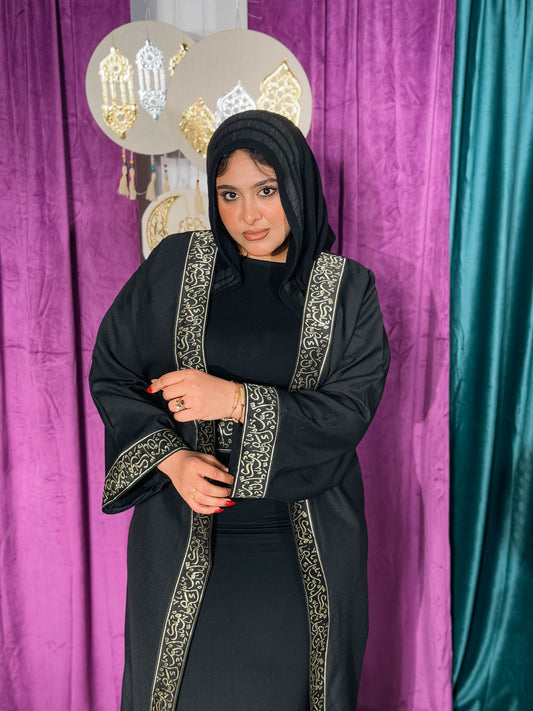 Black Kaftan with Arabic Texture 02